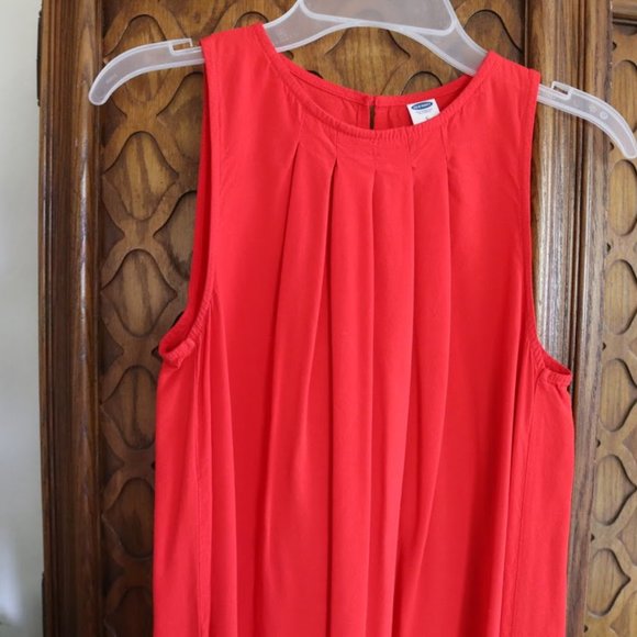 🌟FREE with purchase🌟 Old Navy Red Pleated Round Neck Tunic Dress - Size S - Picture 4 of 14